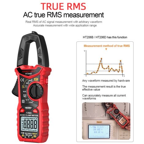 Pince Ampèremétrique Numérique TRMS 6000 Points - Multimètre Mesure Tension AC/DC, Courant AC/DC, Résistance, Capacité, NCV - CAT III 600V