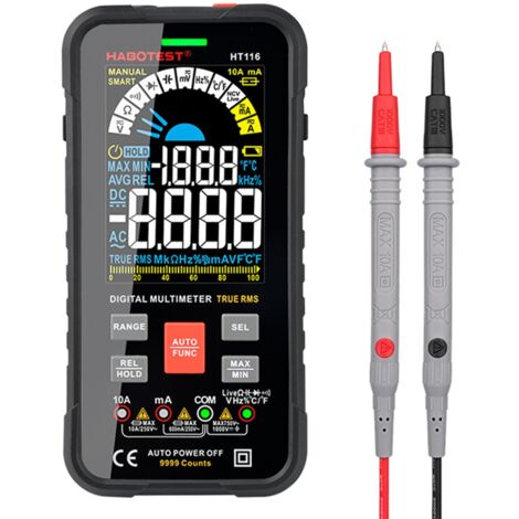 Testeur de véhicules Professionnels numériques multimètre NCV 1000V AC DC Hz Testeur de température de capacitance HT116 (1/5)