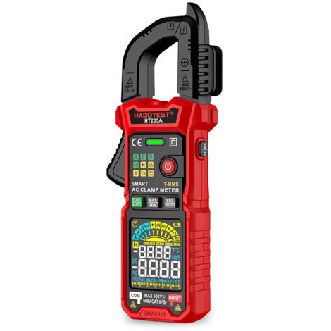 Pince ampèremétrique numérique, pince ampèremétrique HT205A, pince ampèremétrique numérique, testeur de tension de courant, boîtier ABS, multimètre de courant AC DC avec lampe de poche LED (1/5)