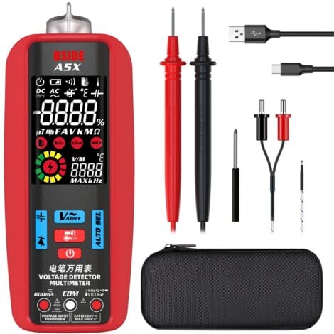 Neoteck Testeur De Tension Sans Contact Avec Multimètre 4000 Comptes 2 En 1 Stylo Détecteur De Tension Multimètre Mesure Tension AC/DC, Résistance, Diode, Continuité, Détection De Fil Vivo/Nullo