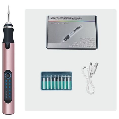 Stylo de gravure électrique sans fil, mini outil de gravure professionnel rechargeable par USB pour bijoux, bois, métal, pierre, plastique, argent. (rose) (1/5)