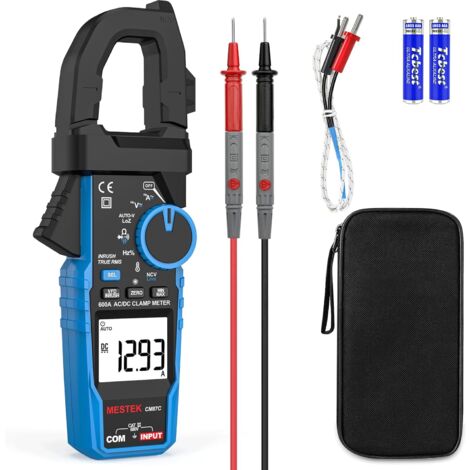Pince multimètre numérique MESTEK T-RMS 6 000 points, voltmètre 600 A avec variateur de fréquence, mode LOZ  mesure NCV, courant, tension AC/DC, température, résistance, capacité, continuité (1/5)
