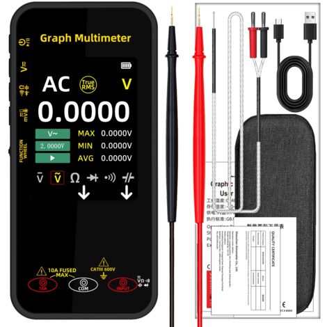 Multimètre graphique BSIDE Écran couleur TFT 3,2 pouces, True RMS à plage automatique, multimètre numérique portable avec fonction d'enregistrement de données et de mesure de température. (1/5)