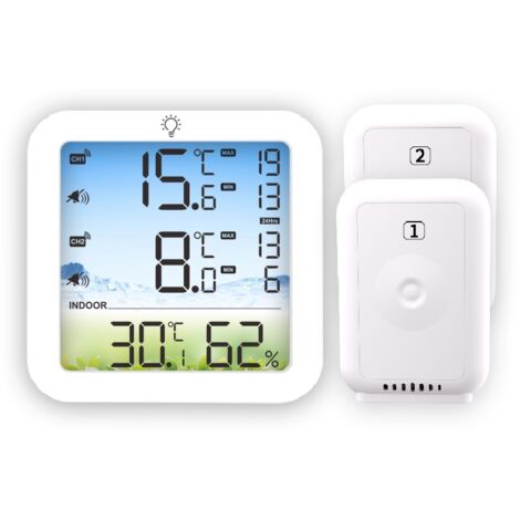 Thermomètre de réfrigérateur sans fil à deux canaux TS-8082 avec affichage de l'humidité et alarme (1/5)