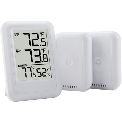 Thermomètre sans fil à deux canaux TS-FT0402 avec affichage de la température et de l'humidité intérieure/extérieure, portée de 100 mètres, boîtier ABS, commutable Celsius/Fahrenheit, montage mural, a (1/5)