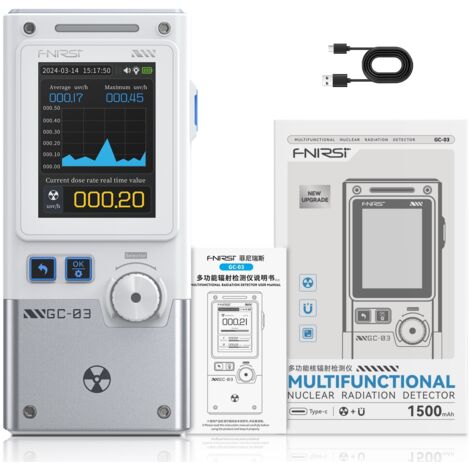 Compteur Geiger, détecteur électromagnétique de rayonnement nucléaire 3 en 1, sans détection RF, dosimètre portable rechargeable, moniteur de rayonnement bêta-gamma X, blanc