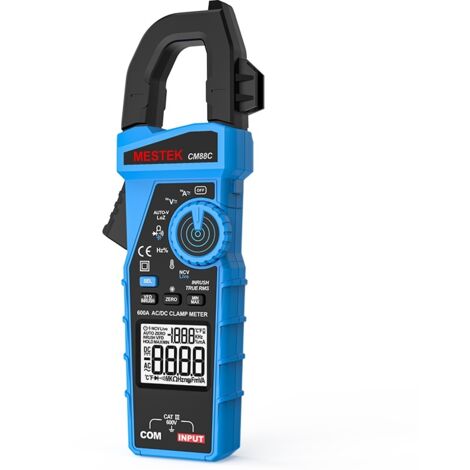 Mestek CM88C 600 A - Multimètre à pince True RMS AC/DC - Mesure NCV, température, capacité, fréquence - Pour électriciens professionnels et bricoleurs (1/5)