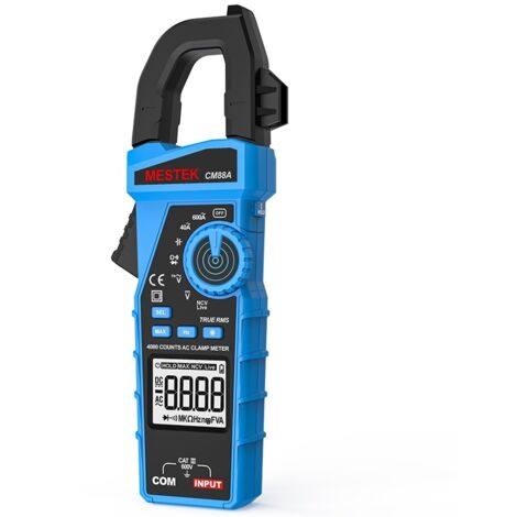 Pince multimètre numérique Mestek CM88A 600 A - Mesures TRMS, NCV, AC/DC, température, rétroéclairage pour électriciens professionnels et bricoleurs (1/5)