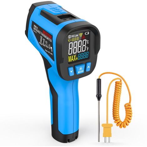 Pistolet de température infrarouge -40℃650℃, pistolet de température laser numérique sans contact avec écran LCD couleur, adapté à la cuisson, aux poêles à frire, aux moteurs, au CVC, émissivité régla (1/5)