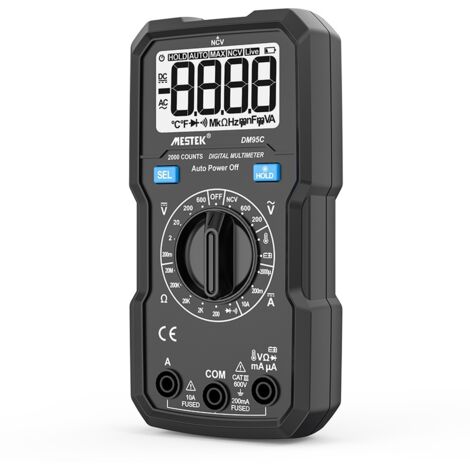 Multimètre numérique NCV Mestek DM95C, nouveau multimètre grand écran 9 999 points, mesure de la continuité, du courant continu, de la tension alternative (1/5)