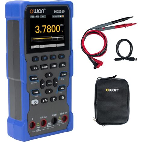 Oscilloscope et multimètre multifonctionnel OWON HDS160, 60 000 points, instrument de test universel portable 2 en 1, 1 canal, bande passante de 1 MHz, interface USB Type-C, écran IPS de 2,8 pouces. (1/5)