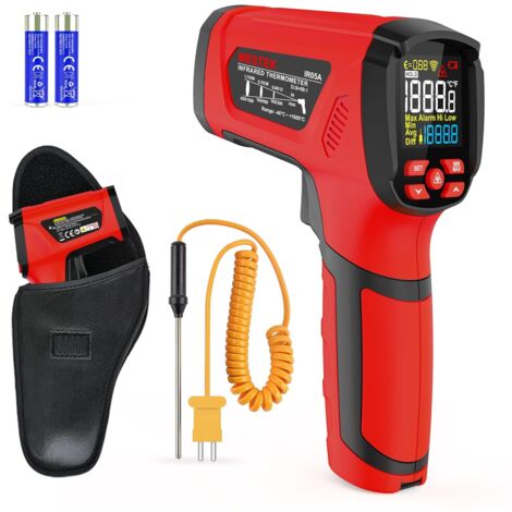 Thermomètre haute température MESTEK -40℃1600℃, D:S=50:1, thermomètre infrarouge à double laser avec écran LCD couleur, adapté aux applications industrielles CVC, four de forgeage, fusion des métaux e (1/5)