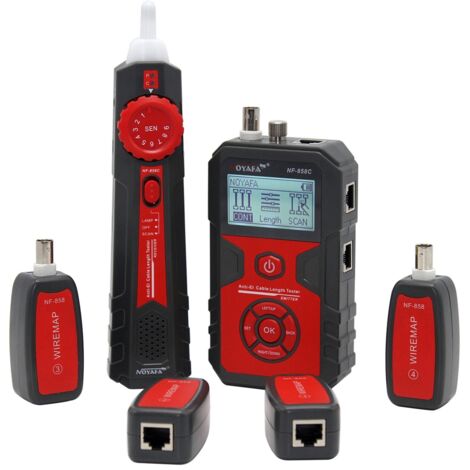 Testeur de câbles réseau multifonctionnel NOYAFA NF-858C avec fonction VFL, ports RJ11, RJ45, BNC et PoE. Localisateur de câbles pour câbles téléphoniques, Ethernet et LAN coaxiaux, rechargeable et an