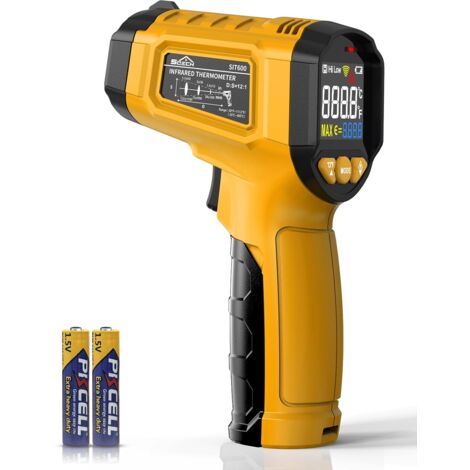 Thermomètre laser infrarouge, plage de mesure -50℃600℃ (-58℉1112℉), avec émissivité réglable et rétroéclairage couleur, convient à la cuisine, à l'industrie, au barbecue, aux moteurs, au CVC et à d'au (1/5)
