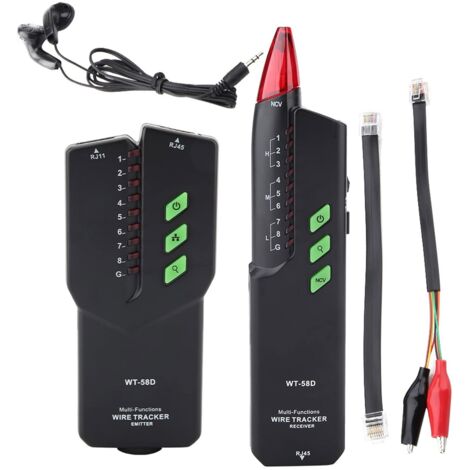 Testeur de ligne téléphonique, testeur de câble réseau WT-58D, testeur de coupure RJ11/RJ45 multifonctionnel portable. (1/5)
