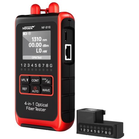 Outil de test de câbles à fibre optique NOYAFA NF-916 : wattmètre à fibre optique 4 en 1 avec localisateur visuel de défauts (VFL, REF, FC, SC, ST, RJ45). (1/5)