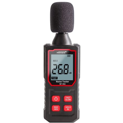 Le sonomètre numérique Noyafa NF-562 possède une résolution de 0,1 dB et une plage de mesure de 30 à 130 dB. Il utilise un capteur à microphone à condensateur et un écran LCD. (1/5)