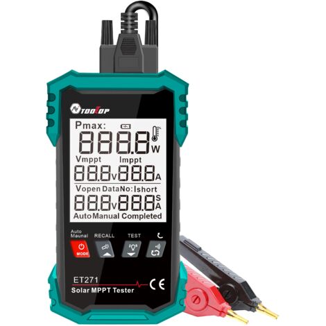 Testeur solaire MPPT ET271 — 1600 W, 3–90 V, 40 A — Batterie au lithium rechargeable — Haute précision — Arrêt automatique (1/5)