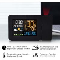 Réveil atomique numérique, écran LCD couleur, Station météo, radiocommande, temps de Projection, température, humidité, capteur de prévision