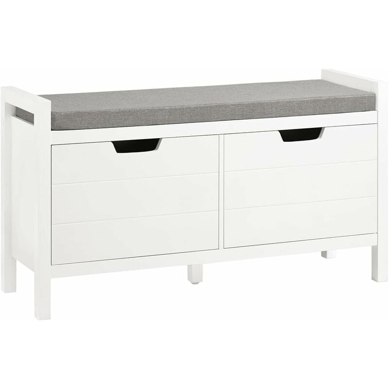 So Bed End Hallway Padded Storage Bench Stool Ottoman White Wood Fsr63 W So Bed End Hallway Padded Storage, Bed Storage Bench White