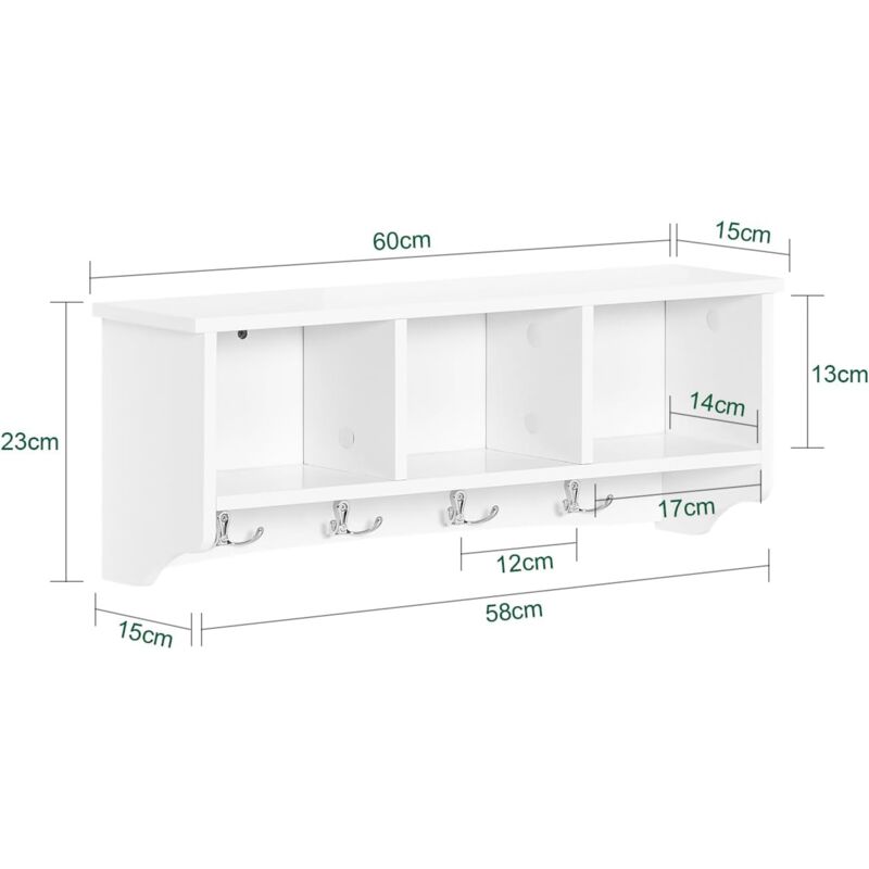 SoBuy FRG48-L-W, Wall Coat Rack Wall Display Storage Unit with 4