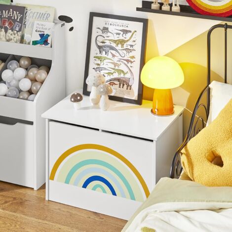 SoBuy Toy Box Storage Cabinet with Safety Hinged Lid,KMB70-W