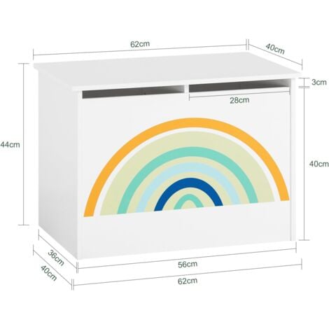 SoBuy Toy Box Storage Cabinet with Safety Hinged Lid,KMB70-W
