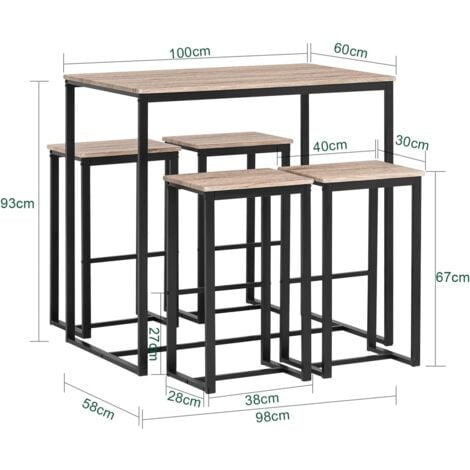 SoBuy OGT15-N,Dining Set Breakfast Bar Set Bar Set-1 Bar Table and 4 Stools