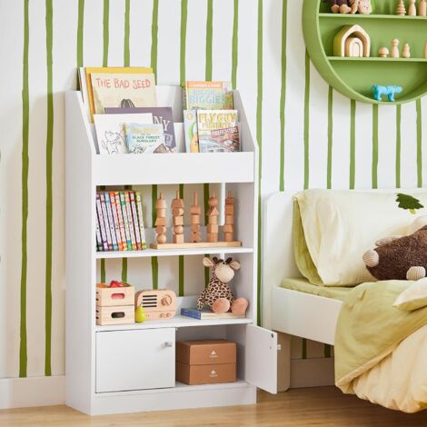 SoBuy White Wood Children‘s Storage Display Bookcase Cabinet KMB11-W
