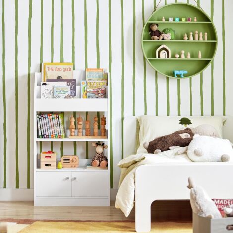 SoBuy White Wood Children‘s Storage Display Bookcase Cabinet KMB11-W