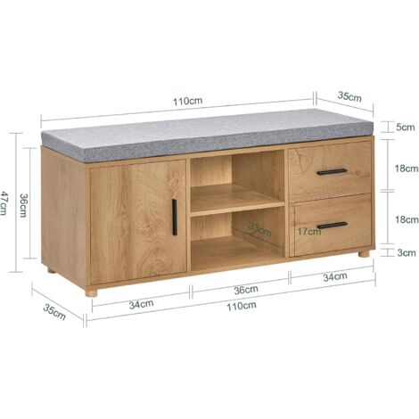 SoBuy Hallway Shoe Cabinet Shoe Bench TV Stand Cabinet Natural,FSR148-N