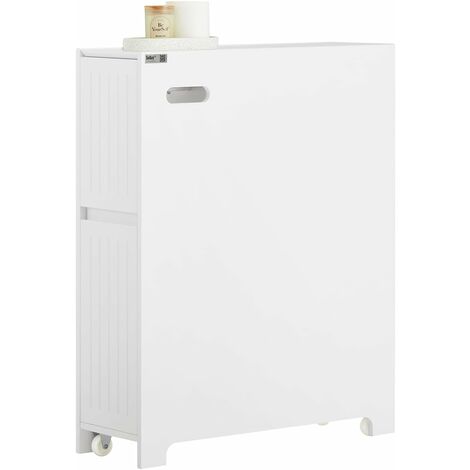 SoBuy Narrow Bathroom Cabinet Storage Cabinet Toilet Paper Roll Holder on Wheels,BZR111-W (1/5)