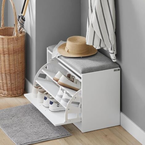 SoBuy Hallway Shoe Bench Shoe Rack with Flip-drawer and Removable Seat Cushion,FSR16-HG
