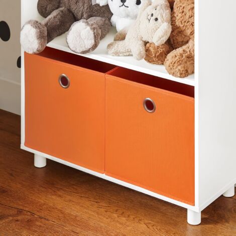 SoBuy Kids Bookcase Book Shelf Toy Shelf Standing Shelf with 2 Fabric Boxes,KMB68-W