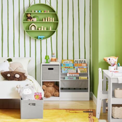 SoBuy Kids Bookcase Book Shelf Toy Shelf with 2 Fabric Boxes,KMB76-W
