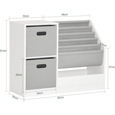 SoBuy Kids Bookcase Book Shelf Toy Shelf with 2 Fabric Boxes,KMB76-W