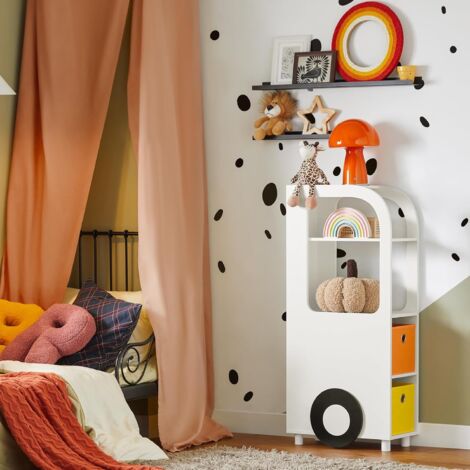 SoBuy Kids Bookcase Book Shelf Display Shelf Rack with 2 Fabric Boxes,KMB67-W