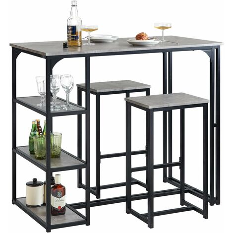 SoBuy Bar Set-1 Bar Table and 2 Stools Breakfast Bar Set Furniture Dining Set,OGT43-HG