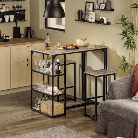 SoBuy Bar Set-1 Bar Table and 2 Stools Breakfast Bar Set Furniture Dining Set,OGT43-HG