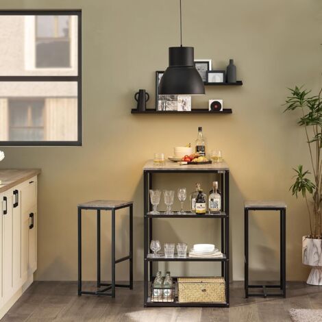 SoBuy Bar Set-1 Bar Table and 2 Stools Breakfast Bar Set Furniture Dining Set,OGT43-HG