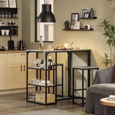 SoBuy Bar Set-1 Bar Table and 2 Stools Breakfast Bar Set Furniture Dining Set,OGT43-HG