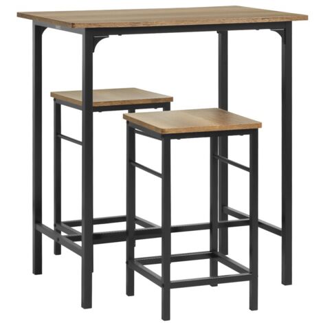 SoBuy OGT10-PF,Dining Set-1 Bar Table and 2 Stools with Dark Wooden Effect