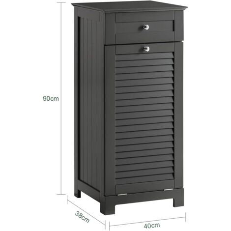 SoBuy Laundry Chest Storage Cabinet with Shutter Door and Laundry Basket Dark Grey,BZR73-DG