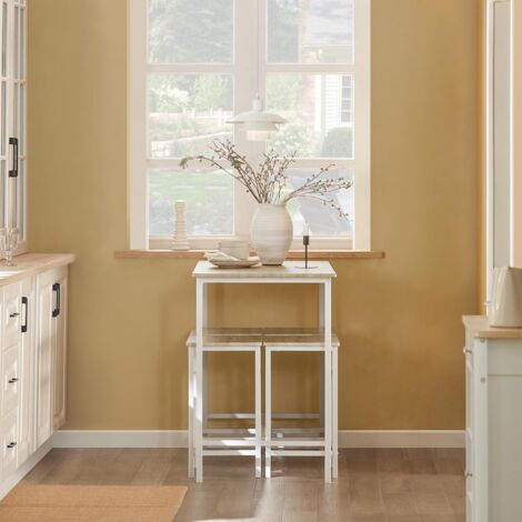 SoBuy OGT11-WN,Bar Set-1 Bar Table and 4 Stools Dining Set White and Natural