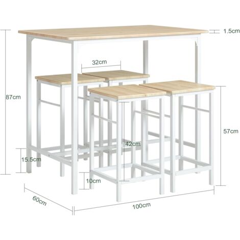 SoBuy OGT11-WN,Bar Set-1 Bar Table and 4 Stools Dining Set White and Natural