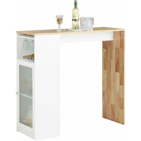 SoBuy Dining Table Coffee Bar with Storage Cupboard,FWT99-WN