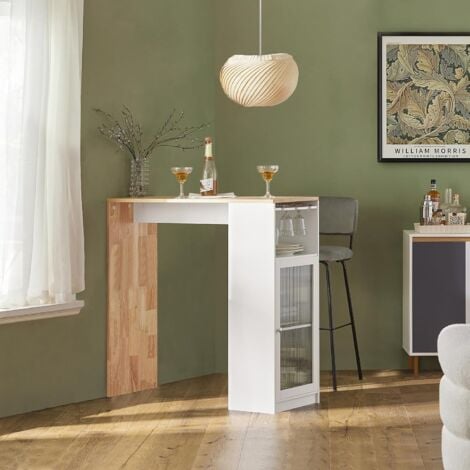SoBuy Dining Table Coffee Bar with Storage Cupboard,FWT99-WN