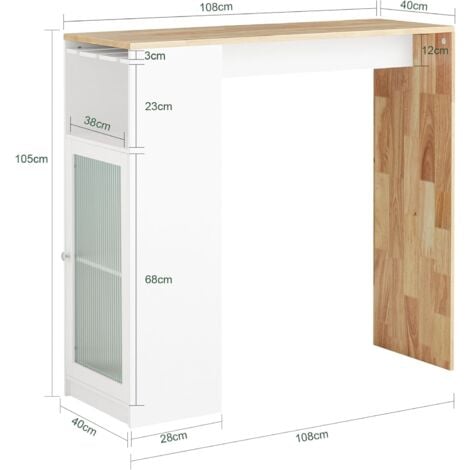 SoBuy Dining Table Coffee Bar with Storage Cupboard,FWT99-WN