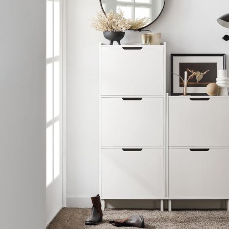 SoBuy 3 Flip-drawers Shoe Cabinet Cupboard Organizer Unit,FSR151-H-W