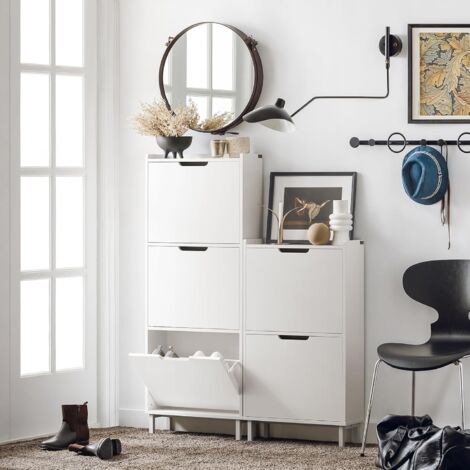 SoBuy 3 Flip-drawers Shoe Cabinet Cupboard Organizer Unit,FSR151-H-W
